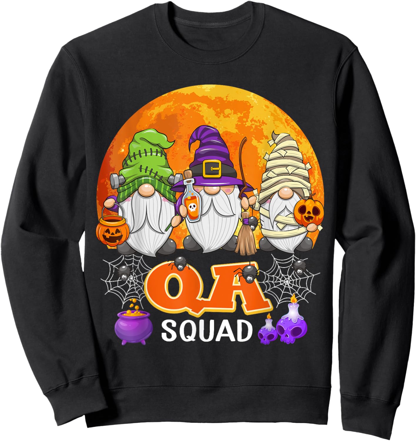 QA Squad Halloween QA Analyst Gnome Matching Sweatshirt - Sweatshirt | Black