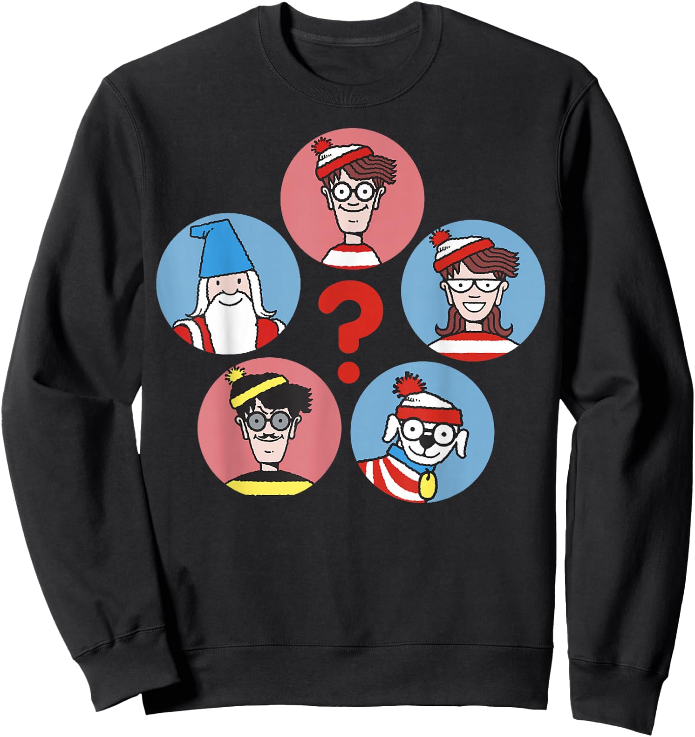 Where's Waldo Guess Who? Character Circles Graphic Sweatshirt - Sweatshirt | Black