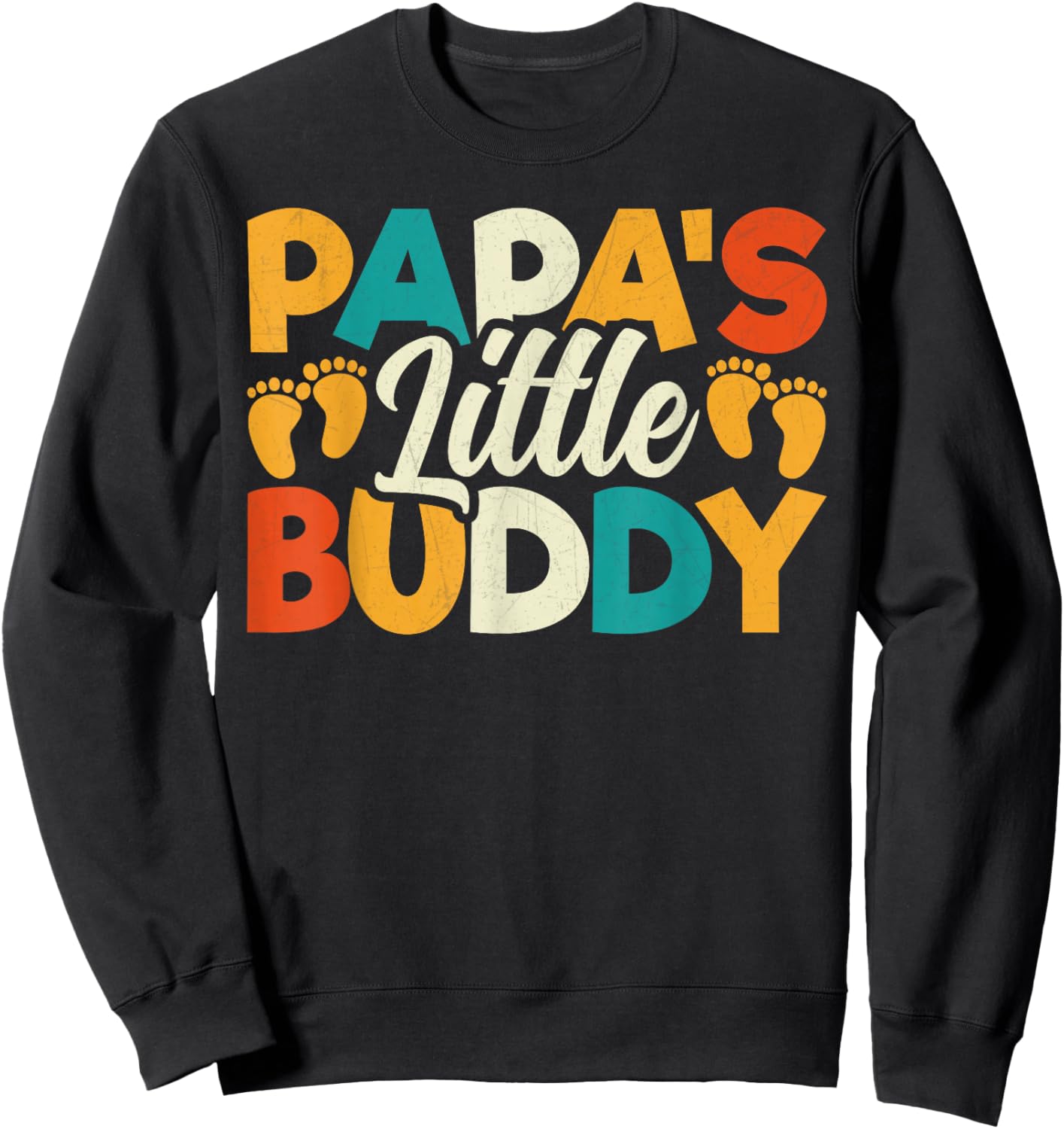Kids Papa's Little Buddy - Vintage Style Dad Fathers Day Sweatshirt - Sweatshirt | Black