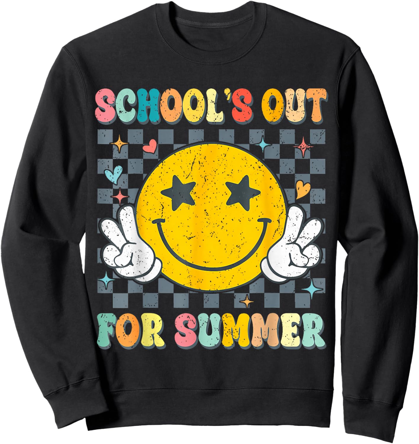 Last Day Of School Retro Schools Out For Summer Teacher Sweatshirt - Sweatshirt | Black