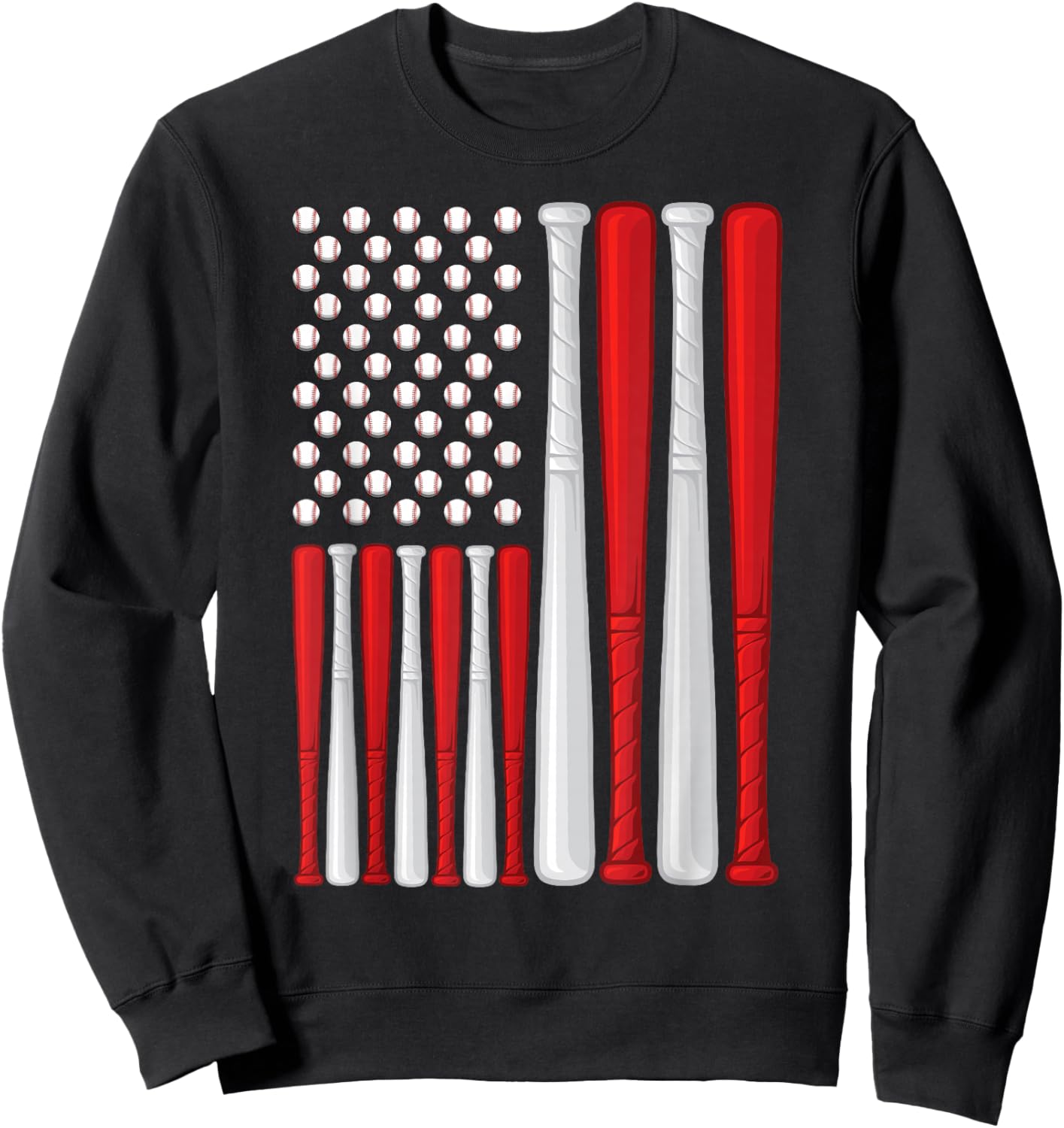 USA Flag - American Baseball Flag - Vintage Baseball Flag Sweatshirt - Sweatshirt | Black