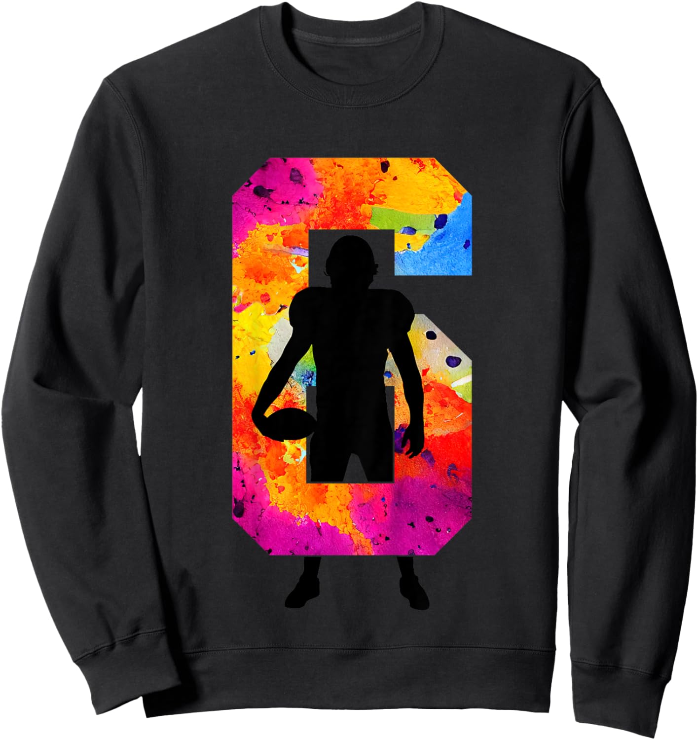 Kids FOOTBALL PLAYER NUMBER 6 YEARS FOOTBALL 6TH BIRTHDAY Sweatshirt - Sweatshirt | Black