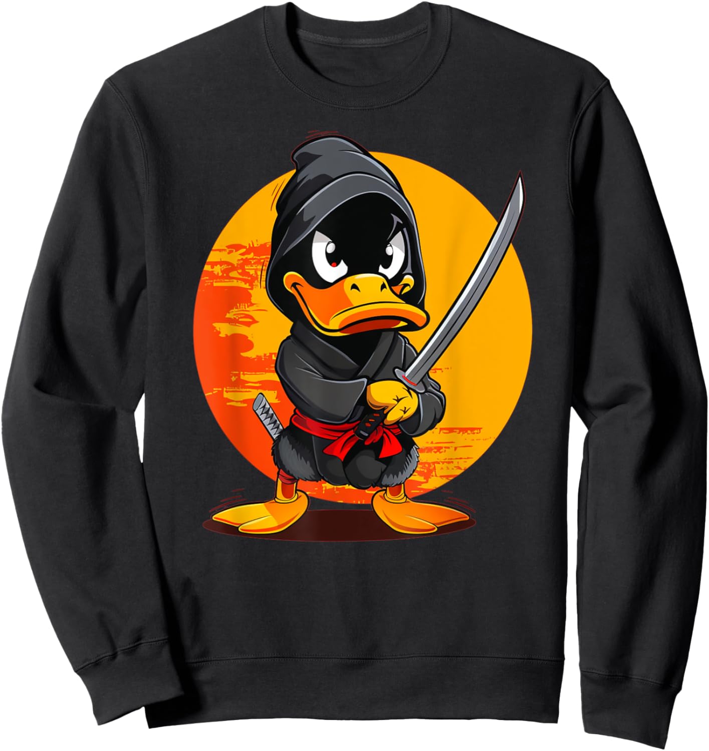 Happy Samurai Duck for Ninja Boys and Girls Sweatshirt - Sweatshirt | Black