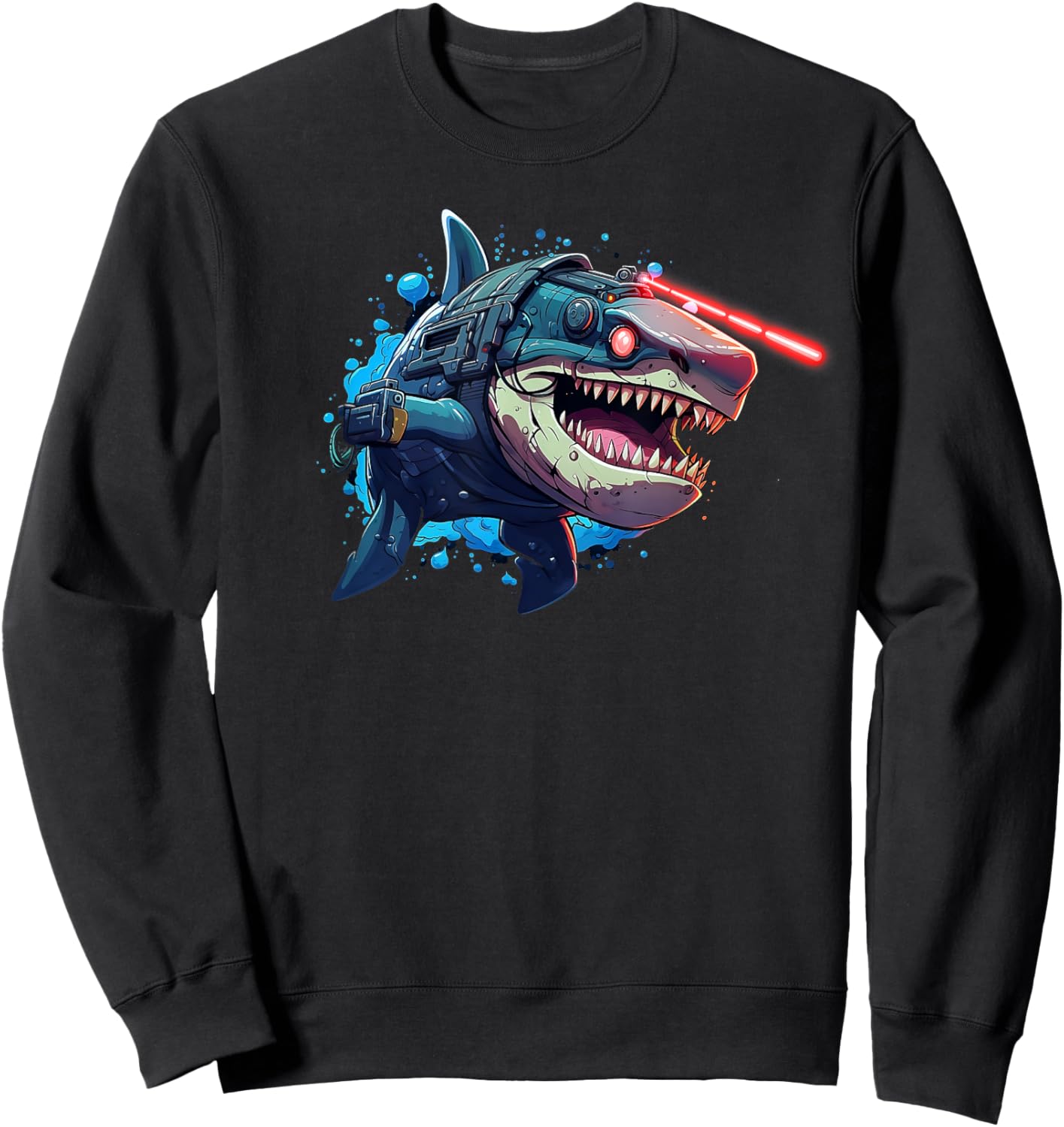 Shark with Laser Beam Attached to its head graphic Sweatshirt - Sweatshirt | Black