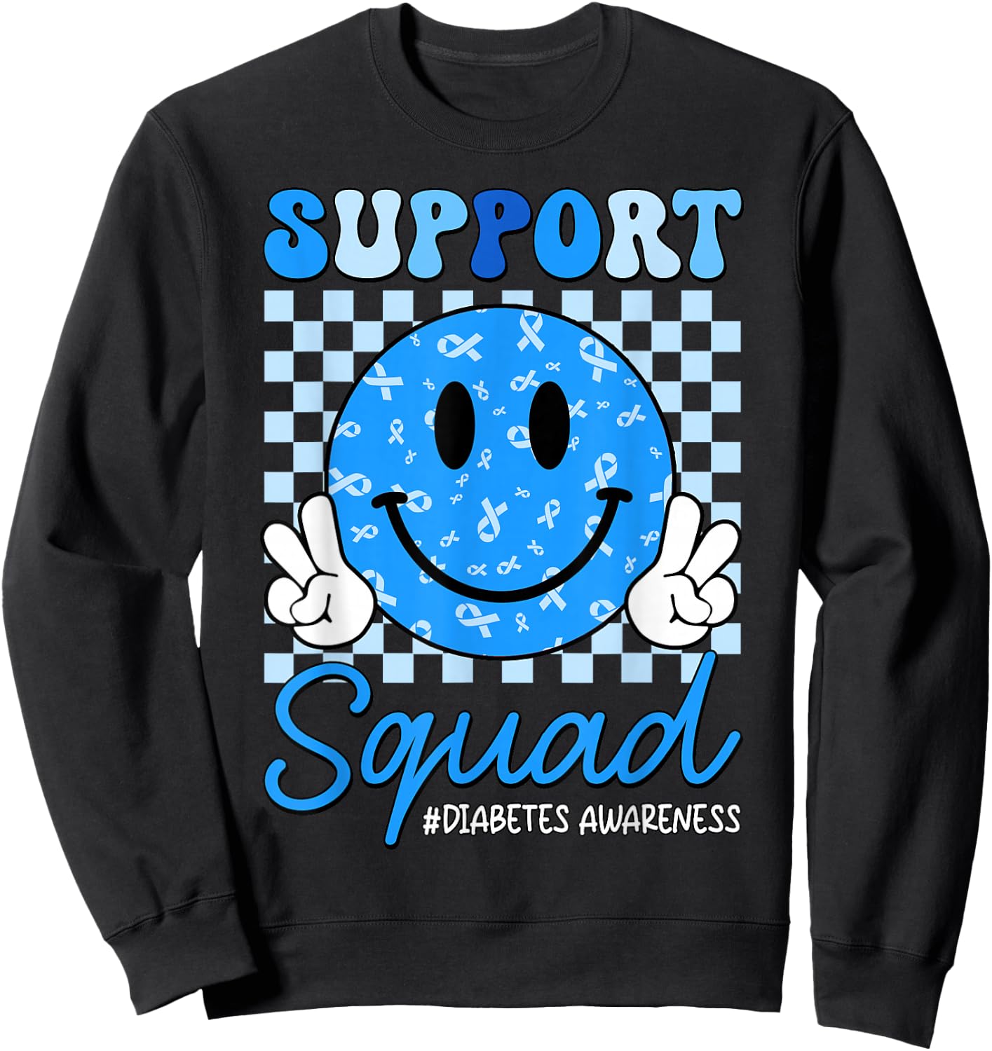 in November We Wear Blue Diabetes Awareness Support Squad Sweatshirt - Sweatshirt | Black