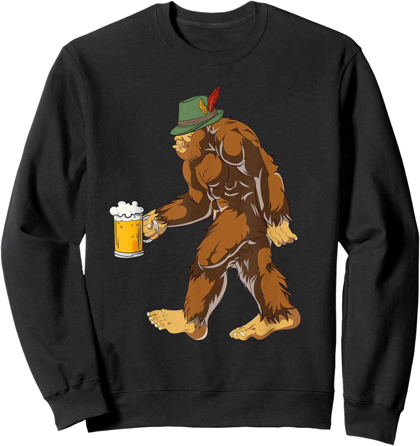 German Bigfoot Lederhosen Funny Beer Oktoberfest Sweatshirt - Sweatshirt | Black