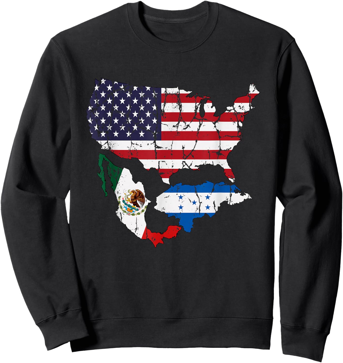 Honduras American Mexican Flag Sweatshirt - Sweatshirt | Black