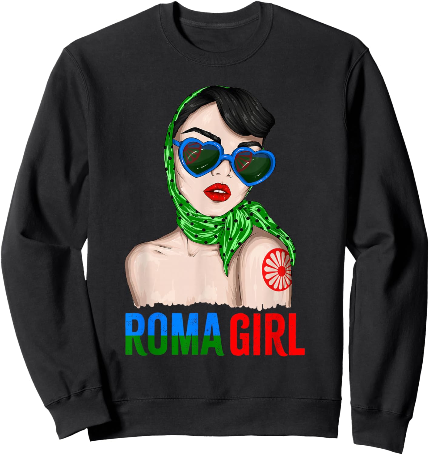 Roma Traveller Girl - Romani Flag Proud Sweatshirt - Sweatshirt | Black