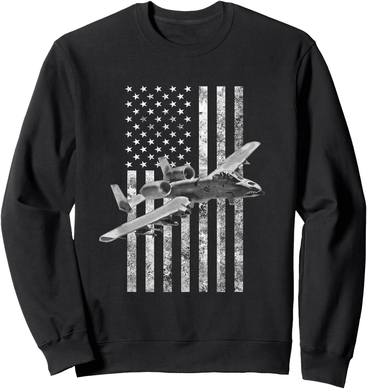 A-10 Thunderbolt II American Flag - A-10 Warthog Sweatshirt - Sweatshirt | Black