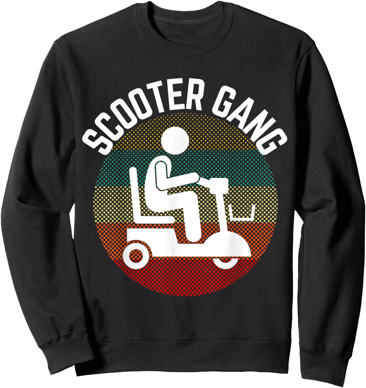 Mobility Scooter Gang Retro Vintage Moped Motorcycle Wheeler Sweatshirt - Sweatshirt | Black