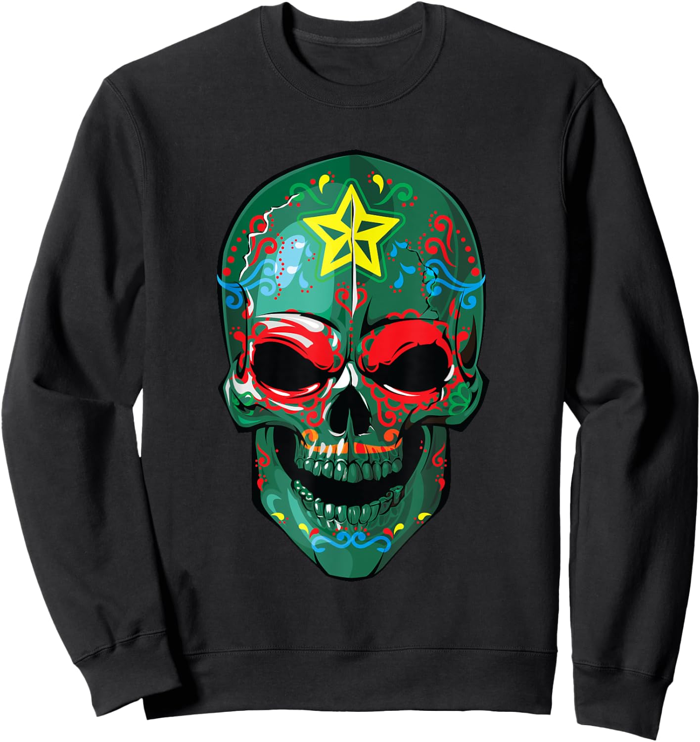 Veteran Sugar Skull Army Soldier Halloween Military Gifts Sweatshirt - Sweatshirt | Black