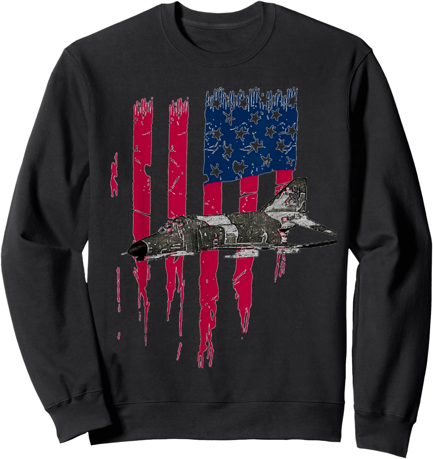 Patriotic F-4 PHANTOM The McDonnell Douglas America flag Sweatshirt - Sweatshirt | Black