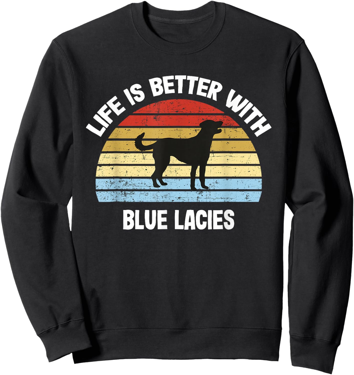 Retro blue lace dog Sweatshirt - Sweatshirt | Black