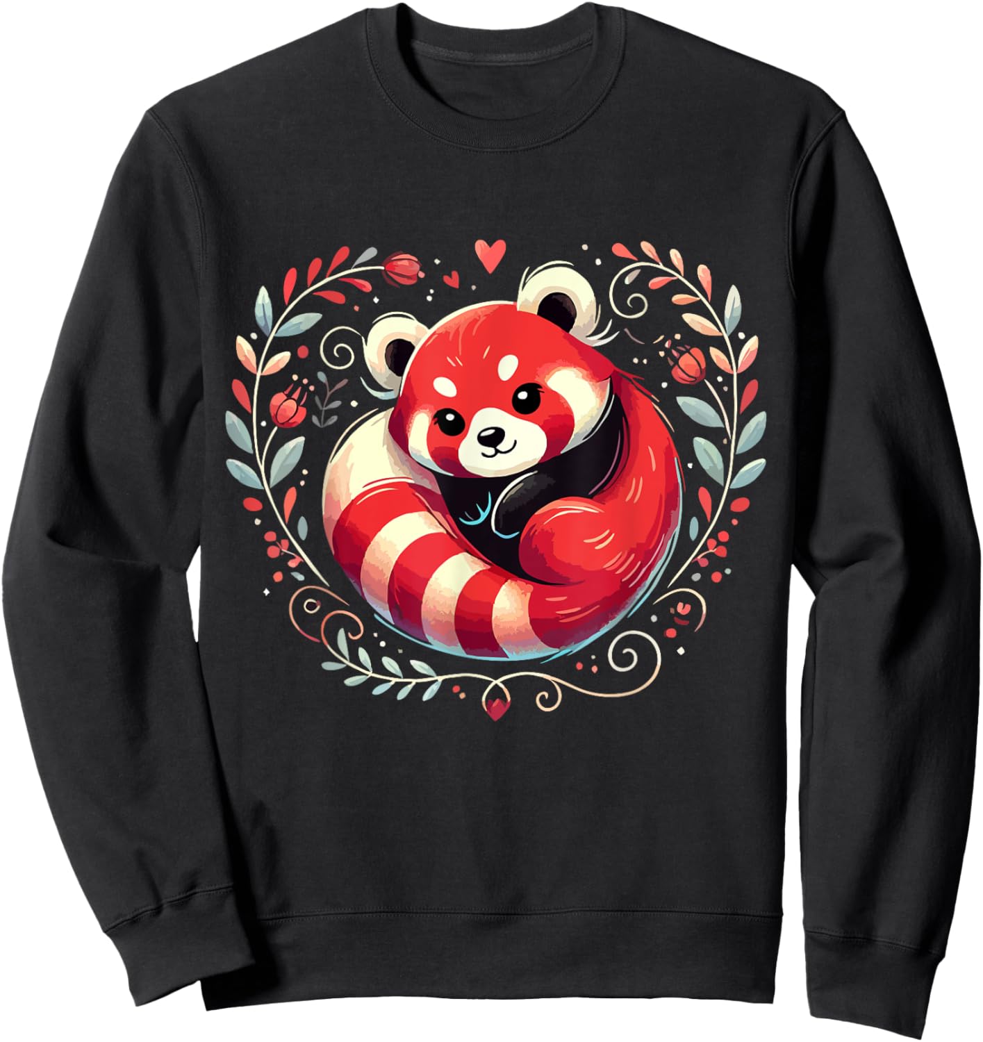 Red Panda Heart Love Design Sweatshirt - Sweatshirt | Black