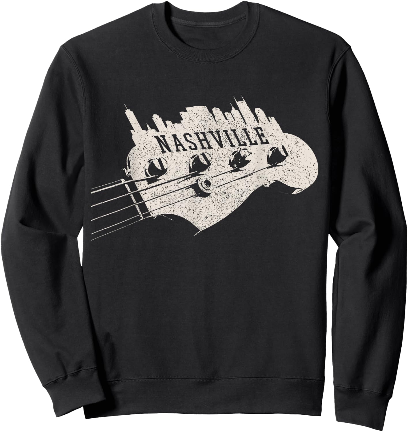 Nashville Skyline - Bass Guitar Country Music City souvenir Sweatshirt - Sweatshirt | Black