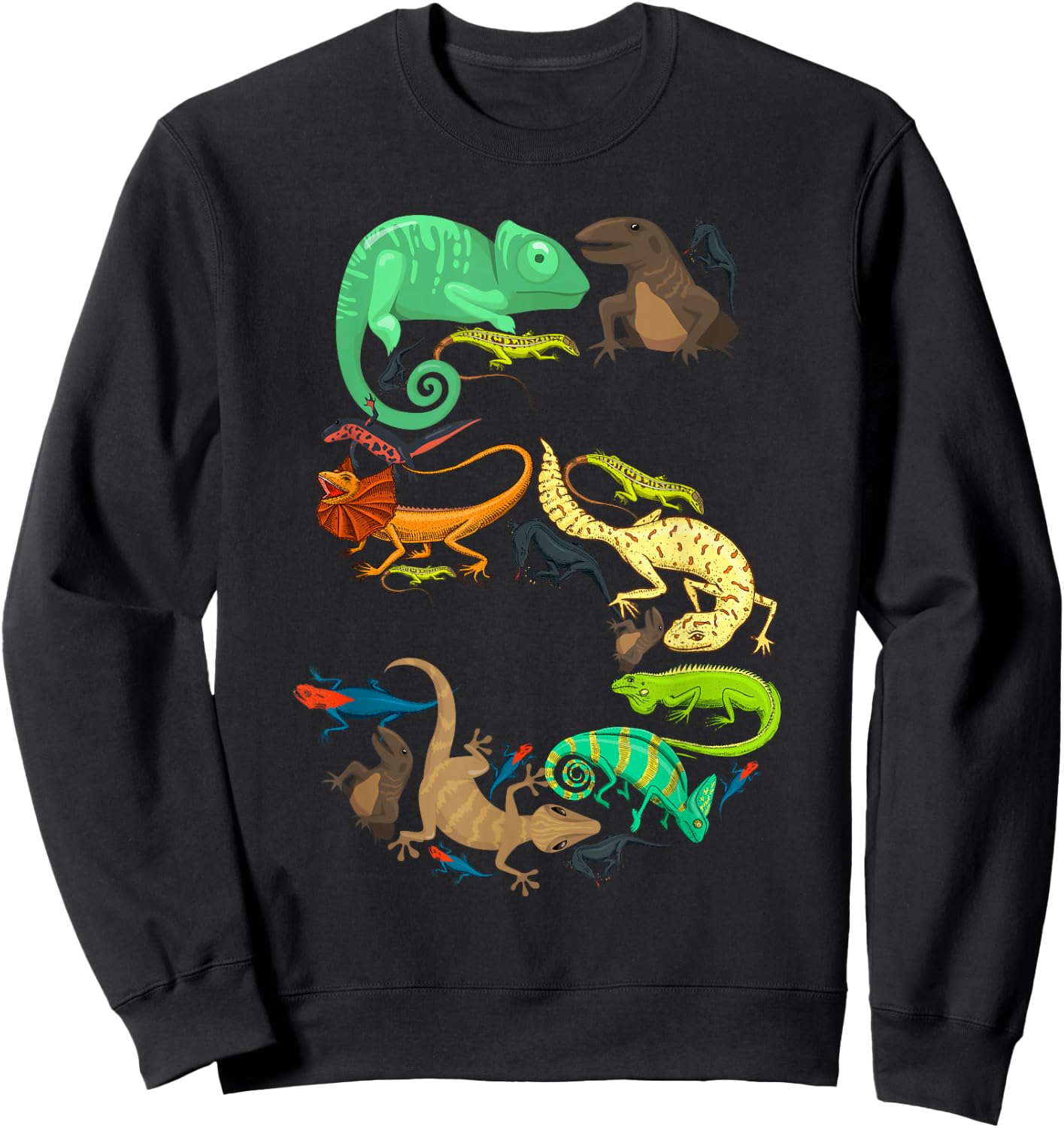 Kids 5th Birthday Reptiles Lizards Themed 5 Year Old Boys Sweatshirt - Sweatshirt | Black