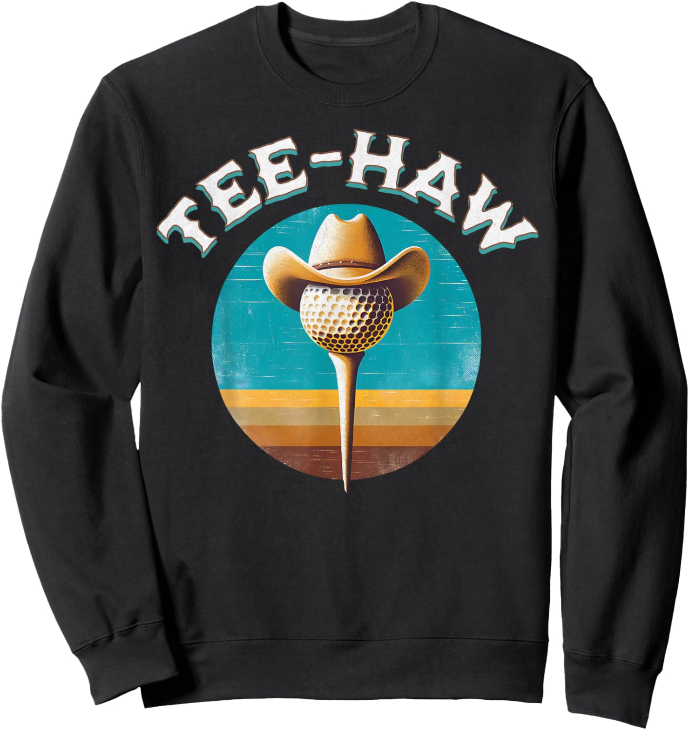Western Haw Y'all Funny Golf Ball Cowboy Southern Retro Sweatshirt - Sweatshirt | Black