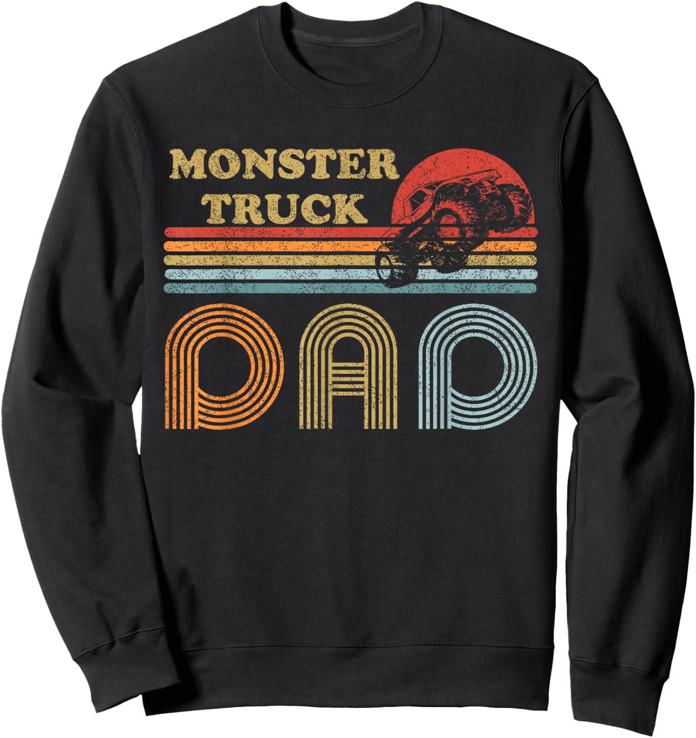 Monster Truck Dad Shirt Vintage Sunset Retro Horizon Lines Sweatshirt - Sweatshirt | Black