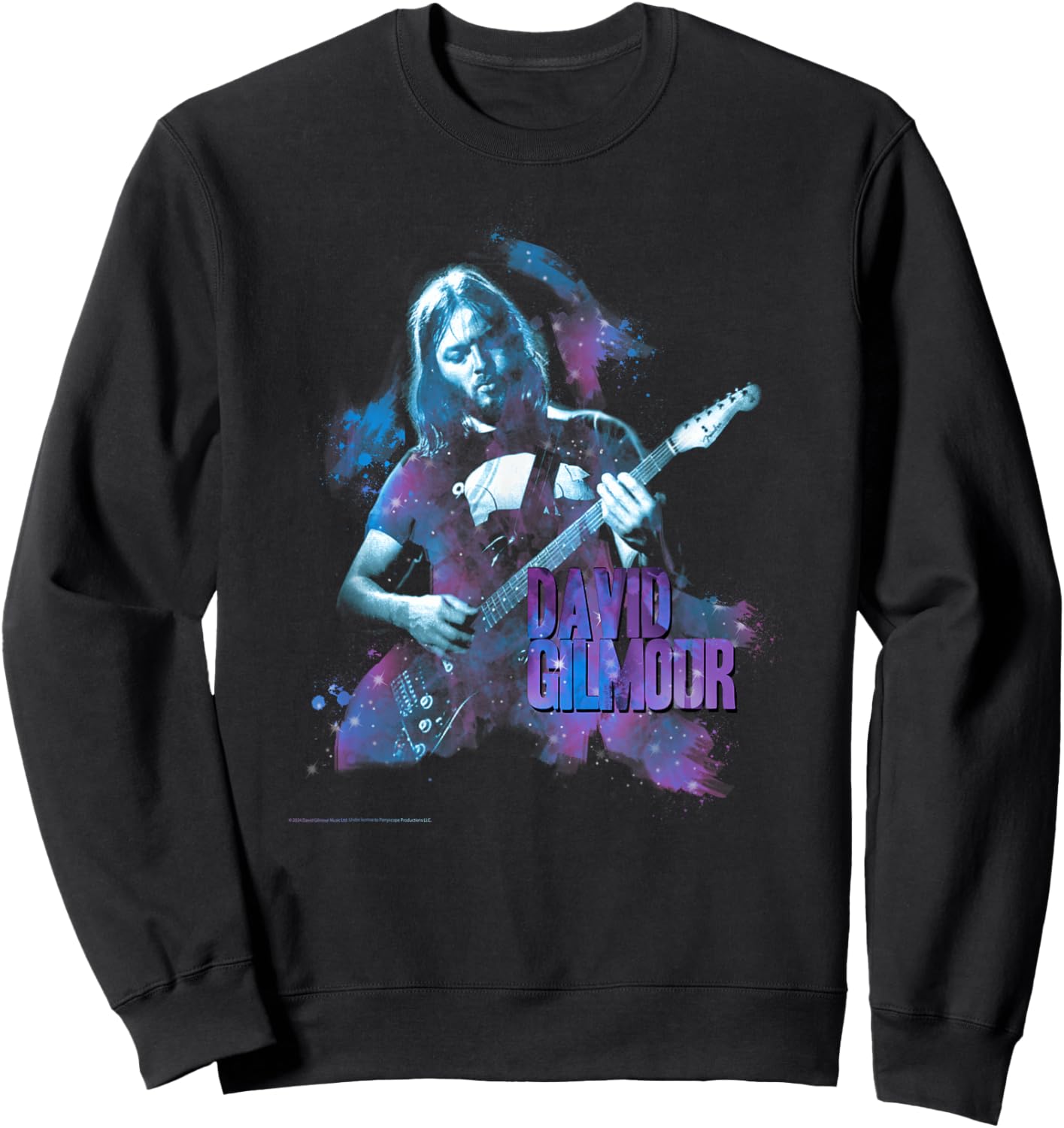 Official David Gilmour Portrait with Guitar Colorful Sweatshirt - Sweatshirt | Black