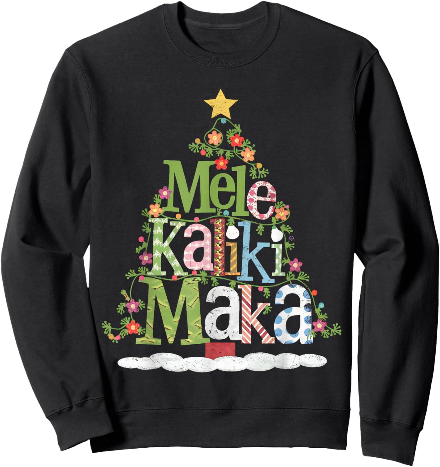 Mele Kalikimaka Tropical Christmas Hawaiian Santa Xmas Tree Sweatshirt - Sweatshirt | Black