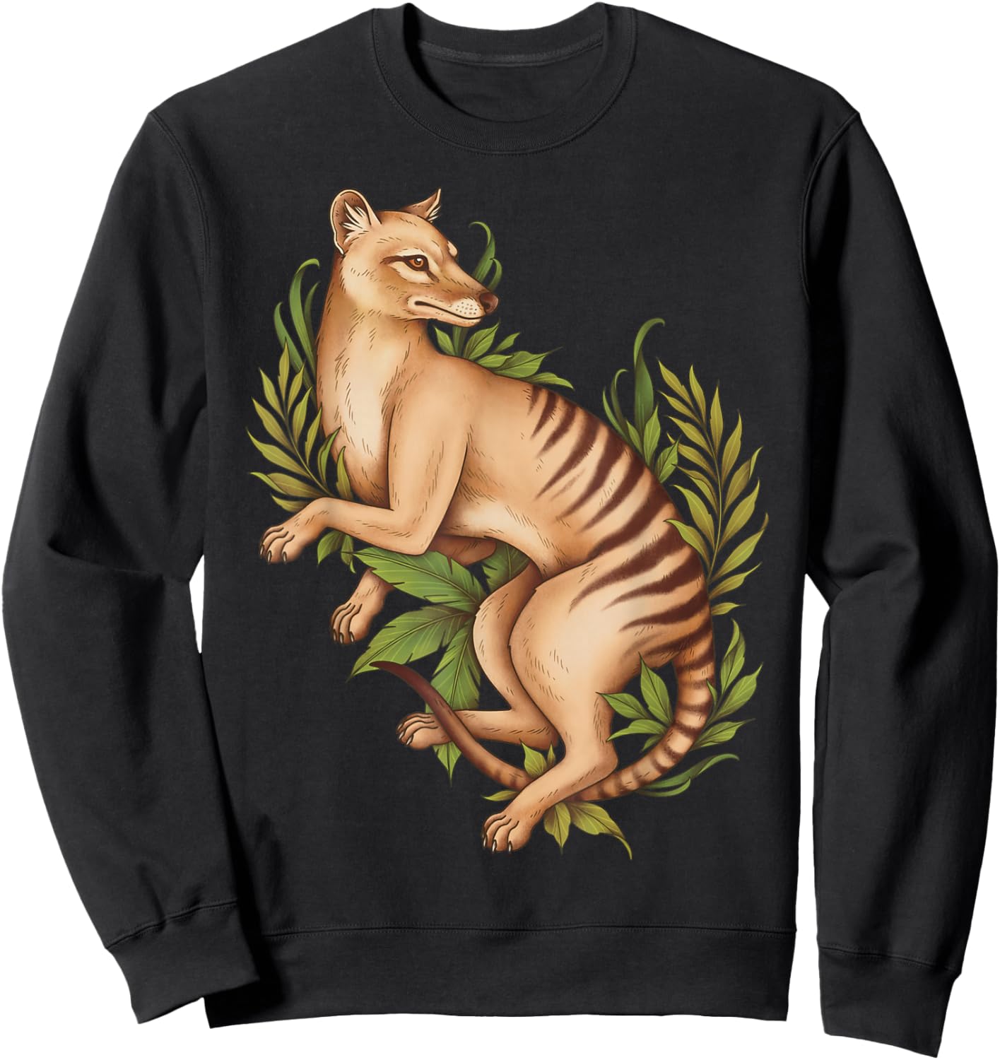 Thylacine Tasmanian Wolf Cryptid Tiger Furry Therian Sweatshirt - Sweatshirt | Black