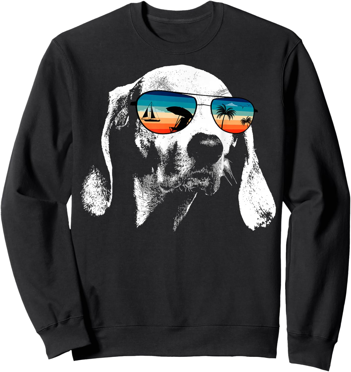 AMERICAN FOXHOUND Shirts With Glasses Sunglasses Retro Style Sweatshirt - Sweatshirt | Black