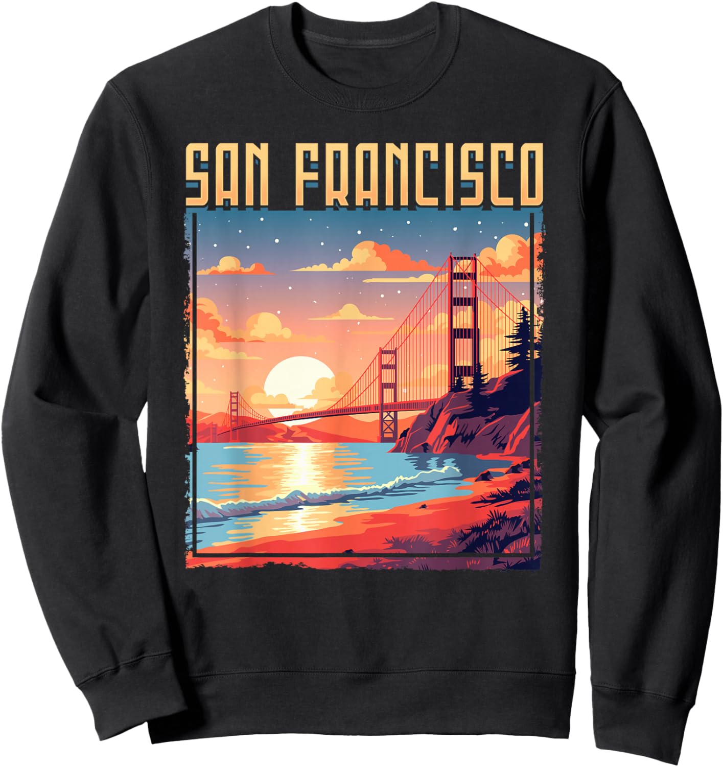 San Francisco California Golden Gate Bridge Vacation Sweatshirt - Sweatshirt | Black