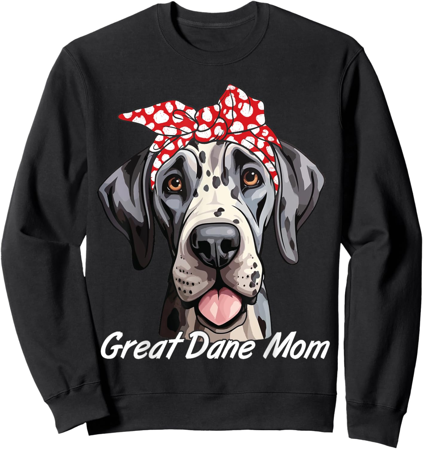 Great Dane Dog Mama Messy Bun Hair Glasses Great Dane Mom Women Sweatshirt - Sweatshirt | Black