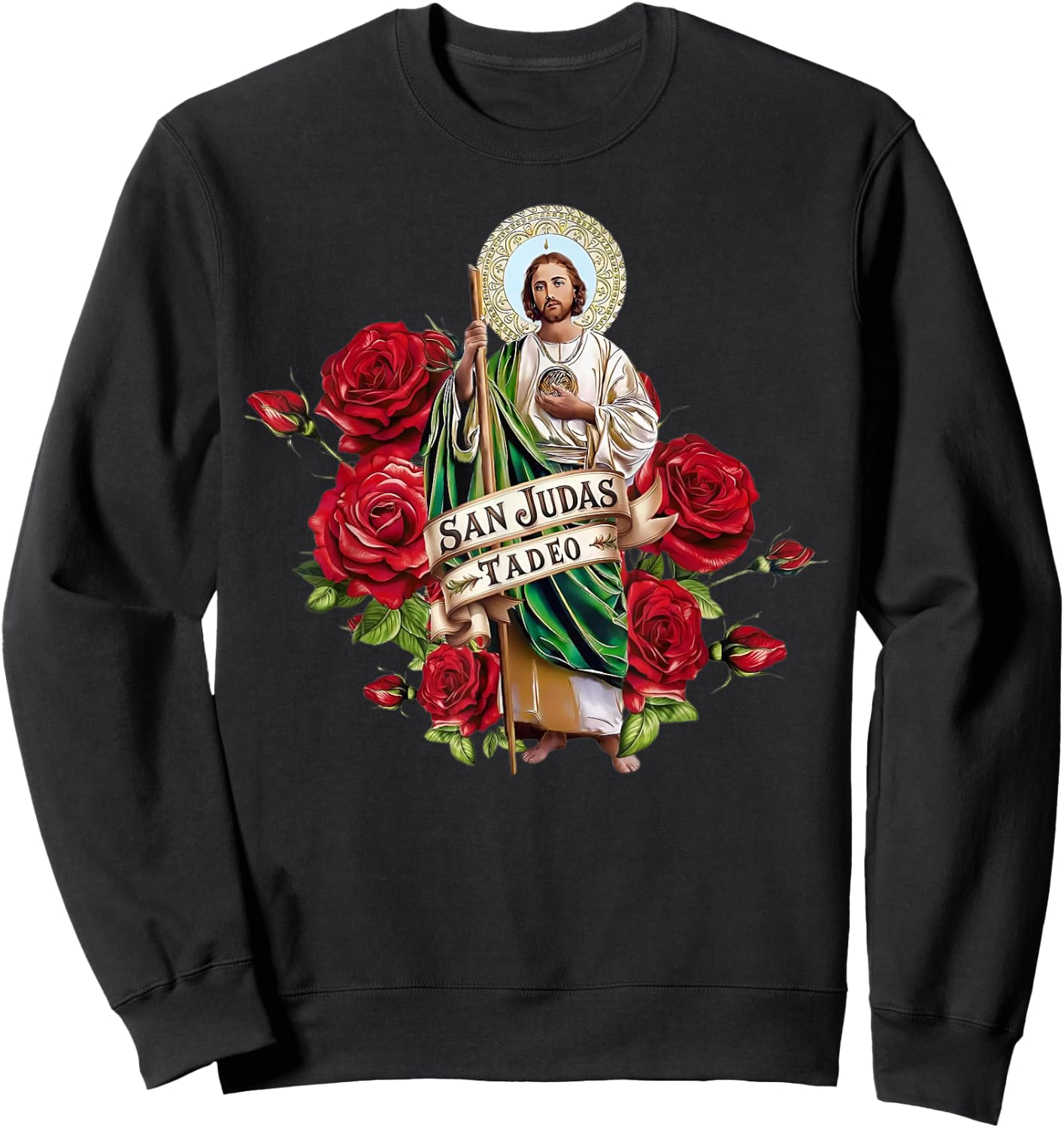 San Judas Tadeo Rose Sweatshirt - Sweatshirt | Black