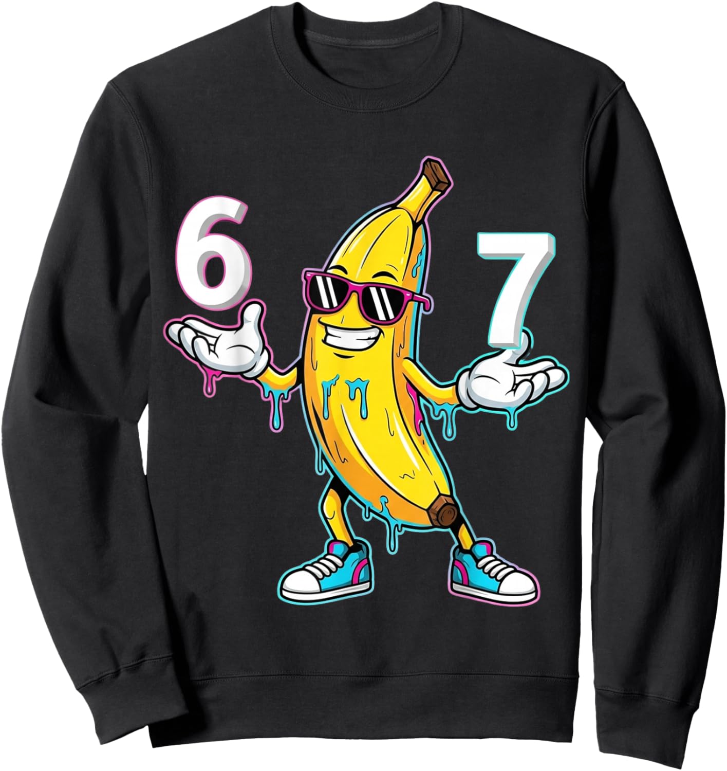 Funny Cartoon Banana 67 Graphic Design Kids Youth Boys Girls Sweatshirt - Sweatshirt | Black