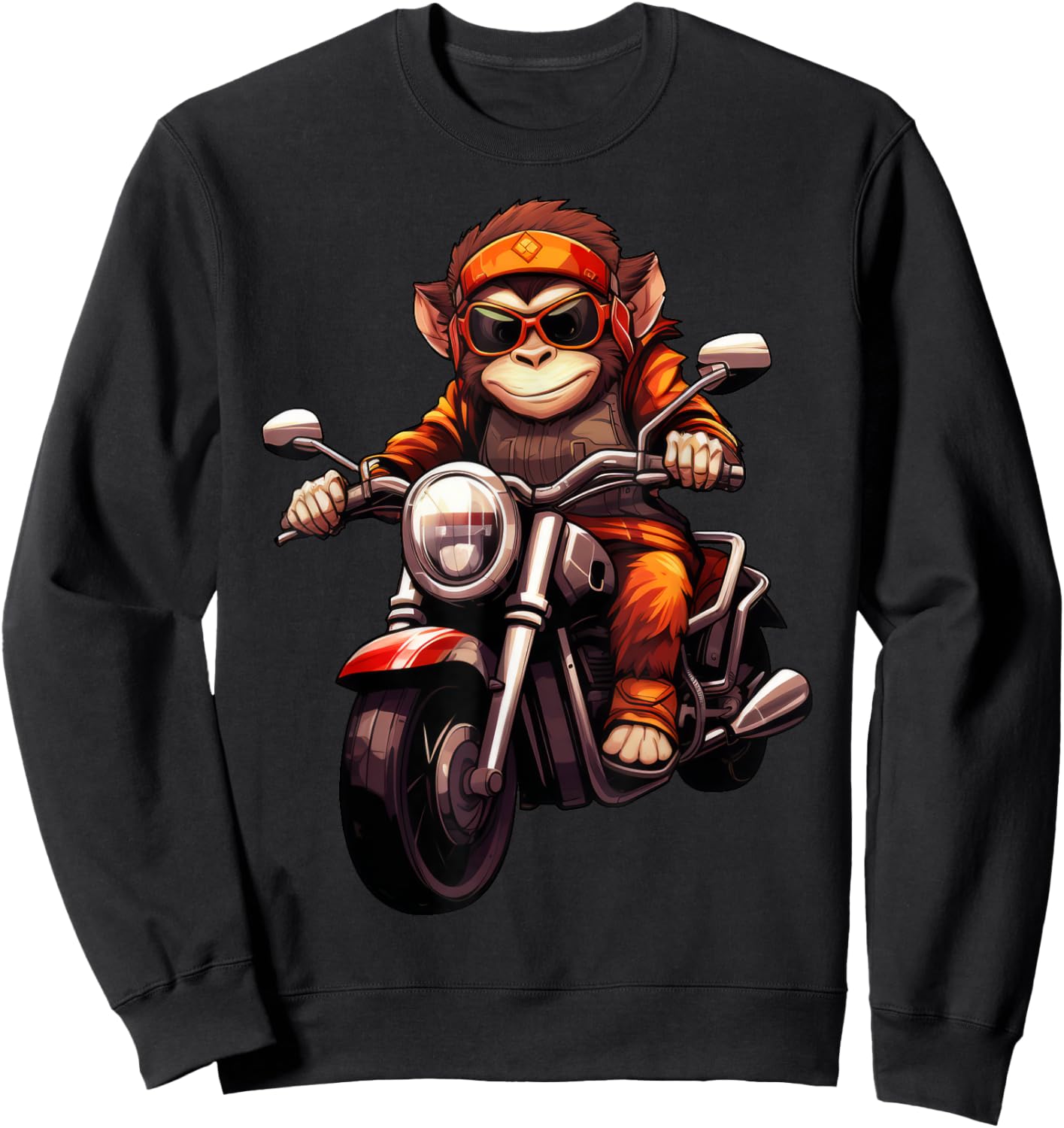 Monkey Motorcycle / Motorcyclist Monkey Sweatshirt - Sweatshirt | Black