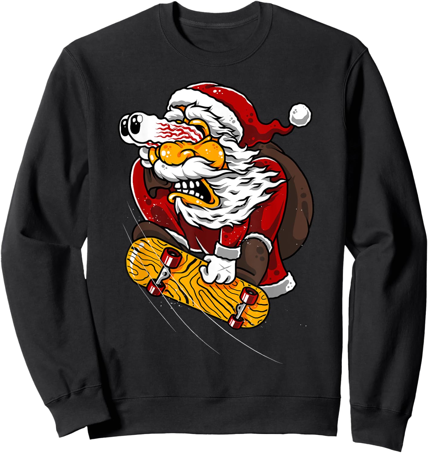 Santa on Skateboard Funny for Skateboarding Sweatshirt - Sweatshirt | Black