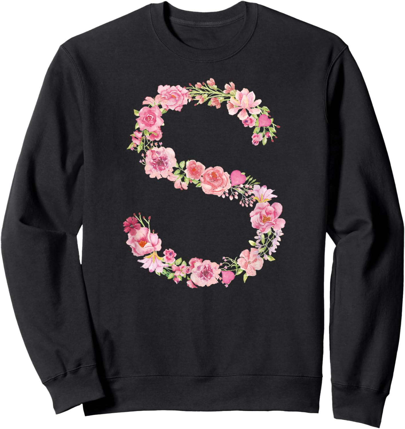 Cool Initial Alphabet Monogram Flowers Gifts Floral Letter S Sweatshirt - Sweatshirt | Black
