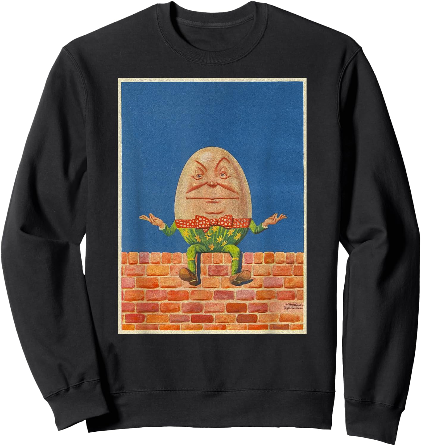 Feel Good Retro Fairytale Art-Vintage Humpty Dumpty Sweatshirt - Sweatshirt | Black