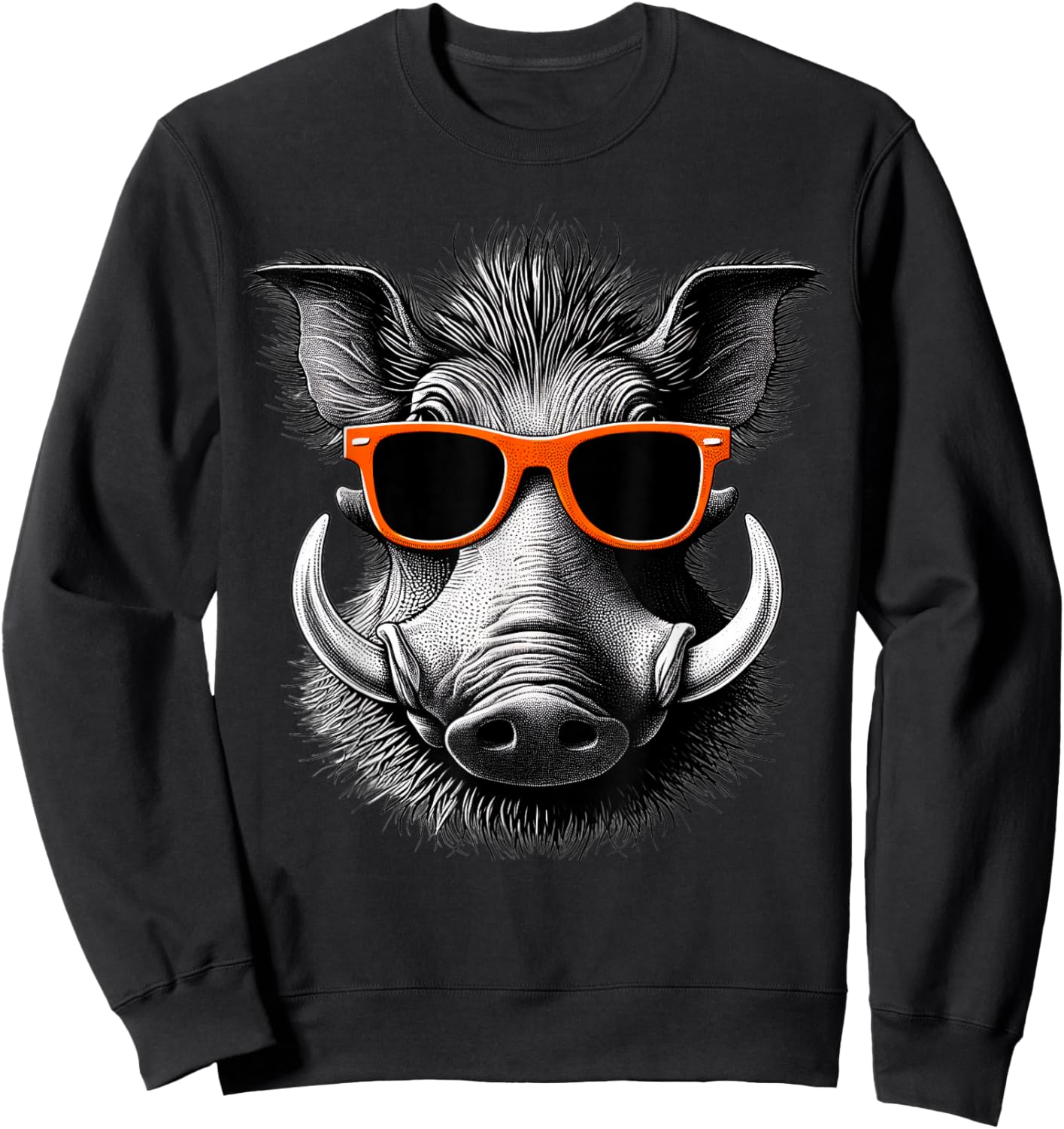 Cool Warthog Wearing Sunglasses Graphic Art Sweatshirt - Sweatshirt | Black
