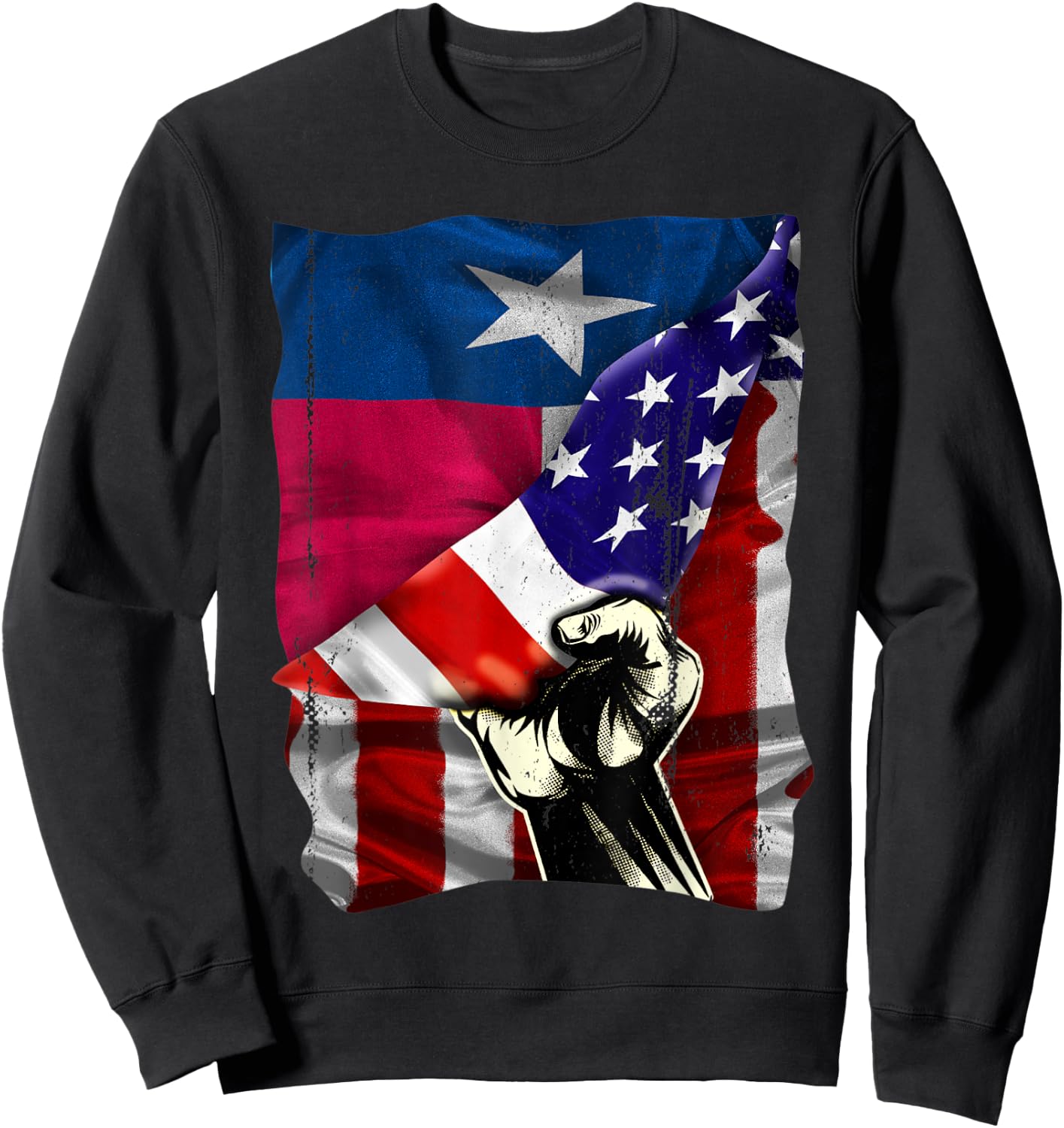 Texas State Flag Distressed US American Patriotic TX Kids Men Sweatshirt - Sweatshirt | Black
