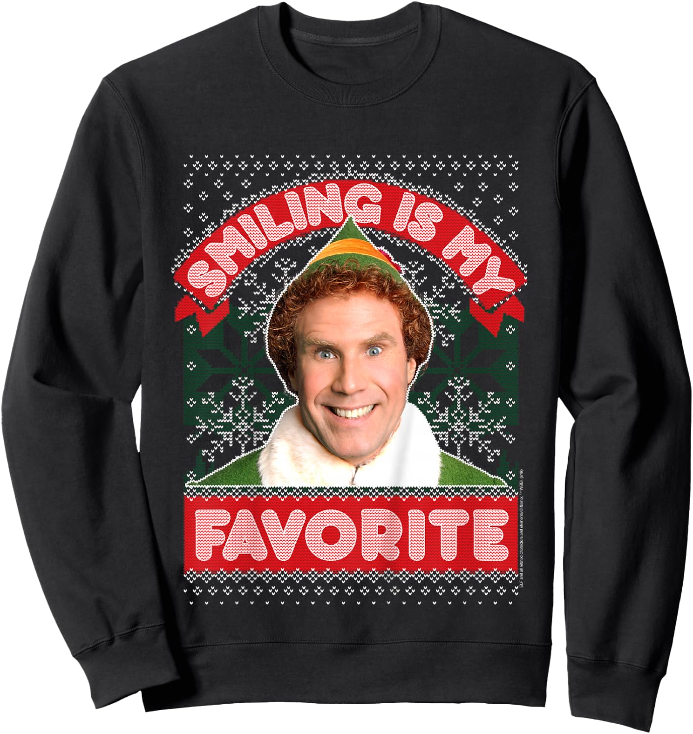 Kids Elf Buddy Smiling is My Favorite Christmas Sweatshirt - Sweatshirt | Black