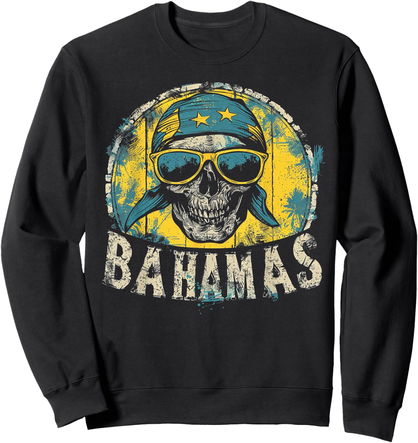 Bahamas Flag - Skull Skeleton Vintage Country Cruise Family Sweatshirt - Sweatshirt | Black