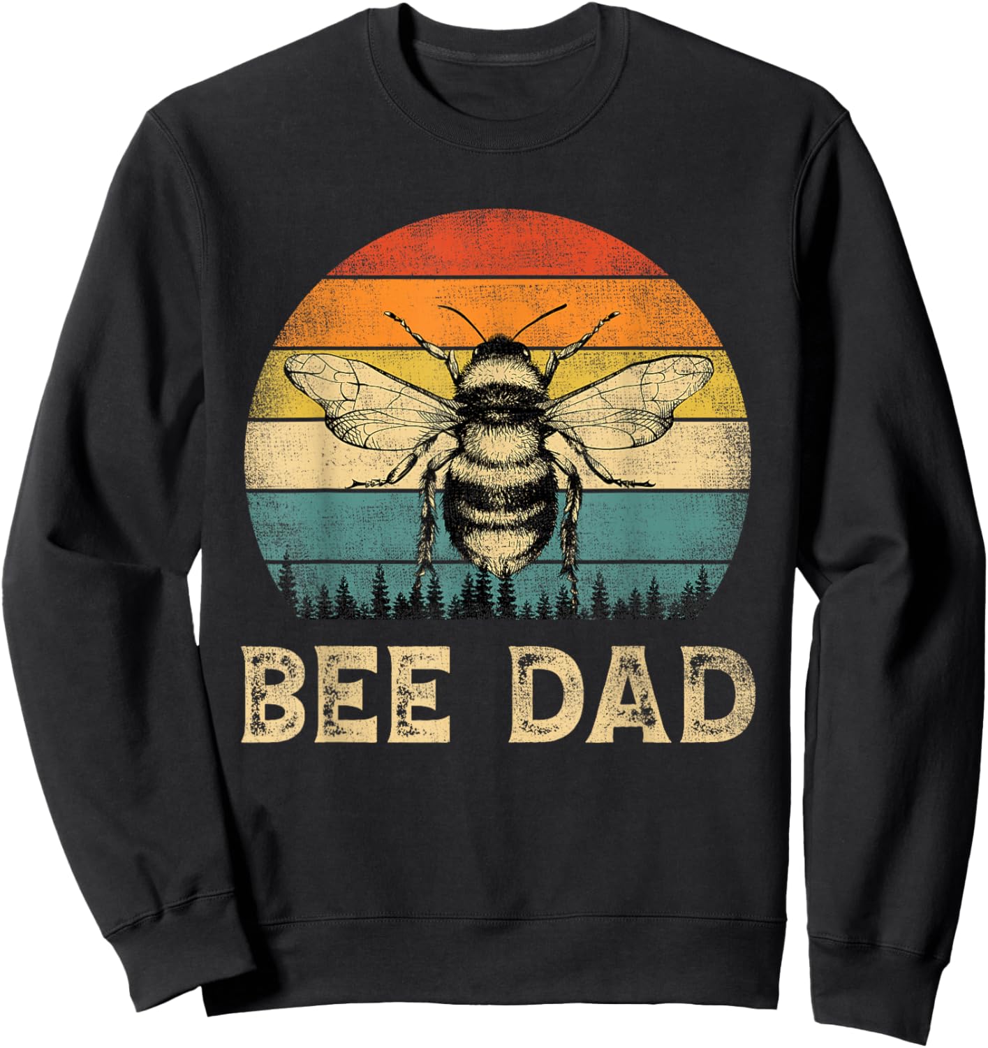 Vintage Bee Dad Bee Lovers Daddy Father's Day Sweatshirt - Sweatshirt | Black