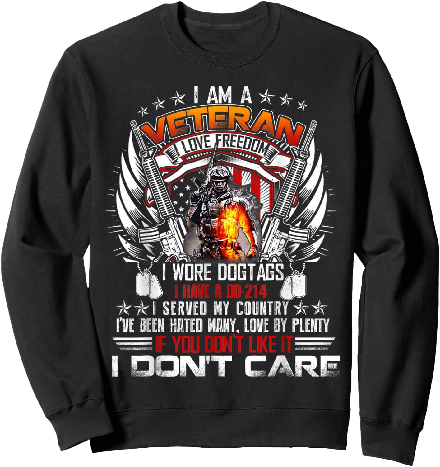 I Am A Veteran I Love Freedom My Country Sweatshirt - Sweatshirt | Black