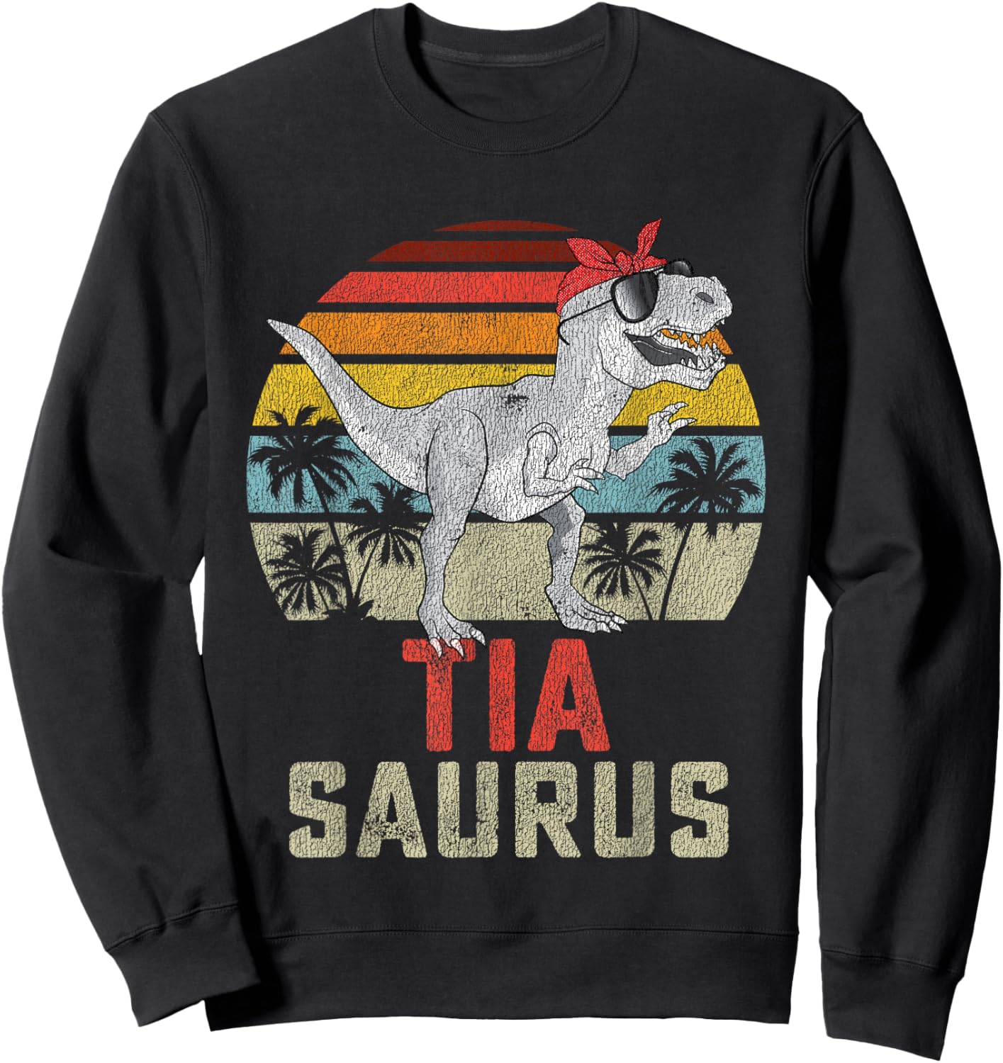 Tiasaurus T Rex Dinosaur Tia Saurus Family Matching Sweatshirt - Sweatshirt | Black