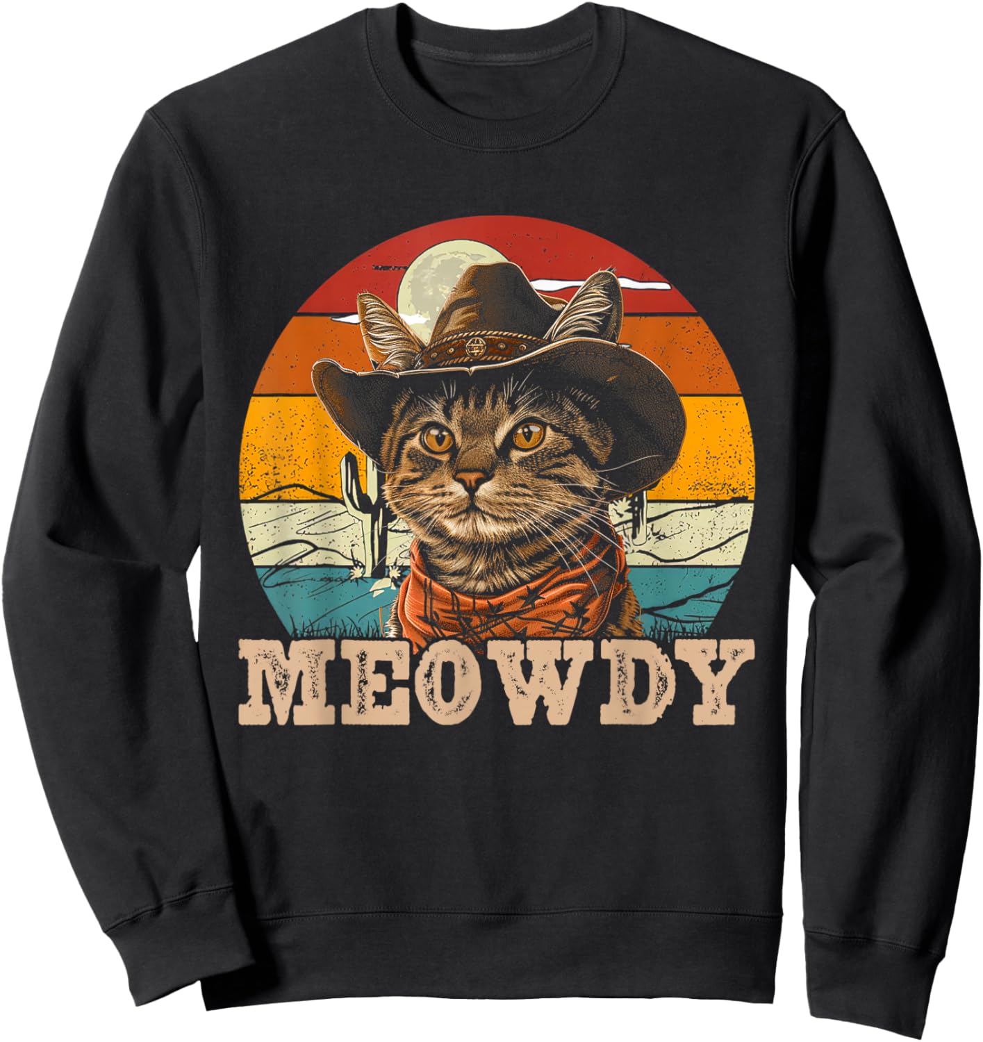 Graphic Western Cats Animals Pet Meowdy Kitten Cowboy Hat Sweatshirt - Sweatshirt | Black