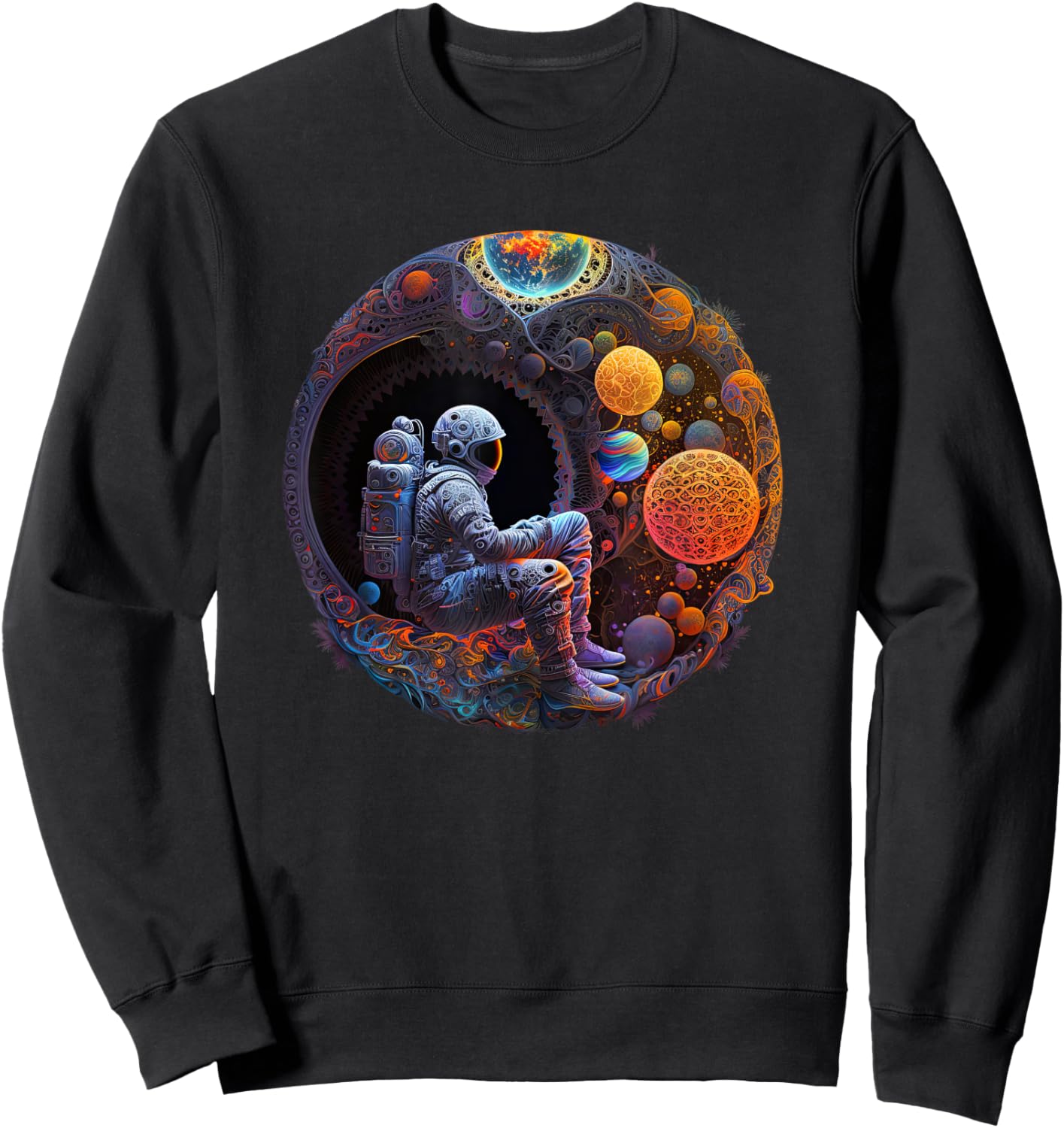 Meditating Astronaut Planets Meditation Astral Travel. Sweatshirt - Sweatshirt | Black
