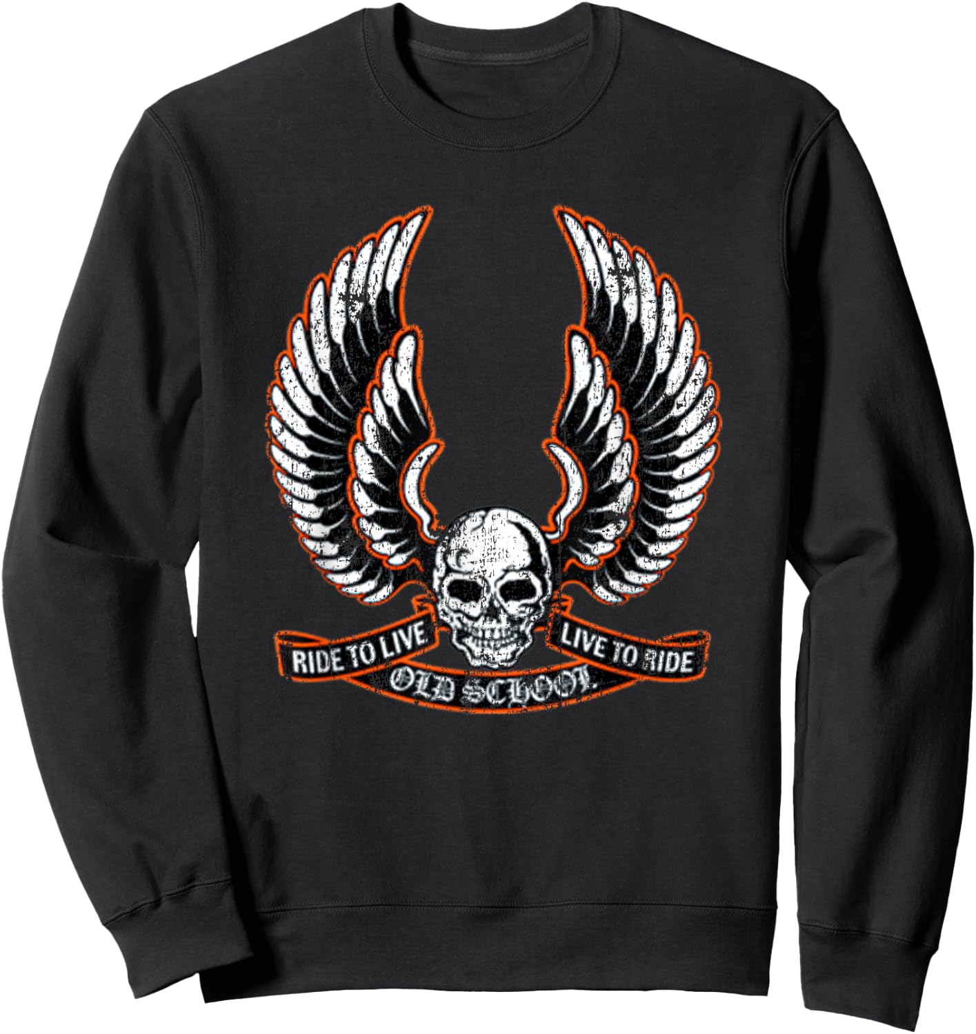 Ride To Live Live To Ride Old School Cool Vintage Biker Sweatshirt - Sweatshirt | Black