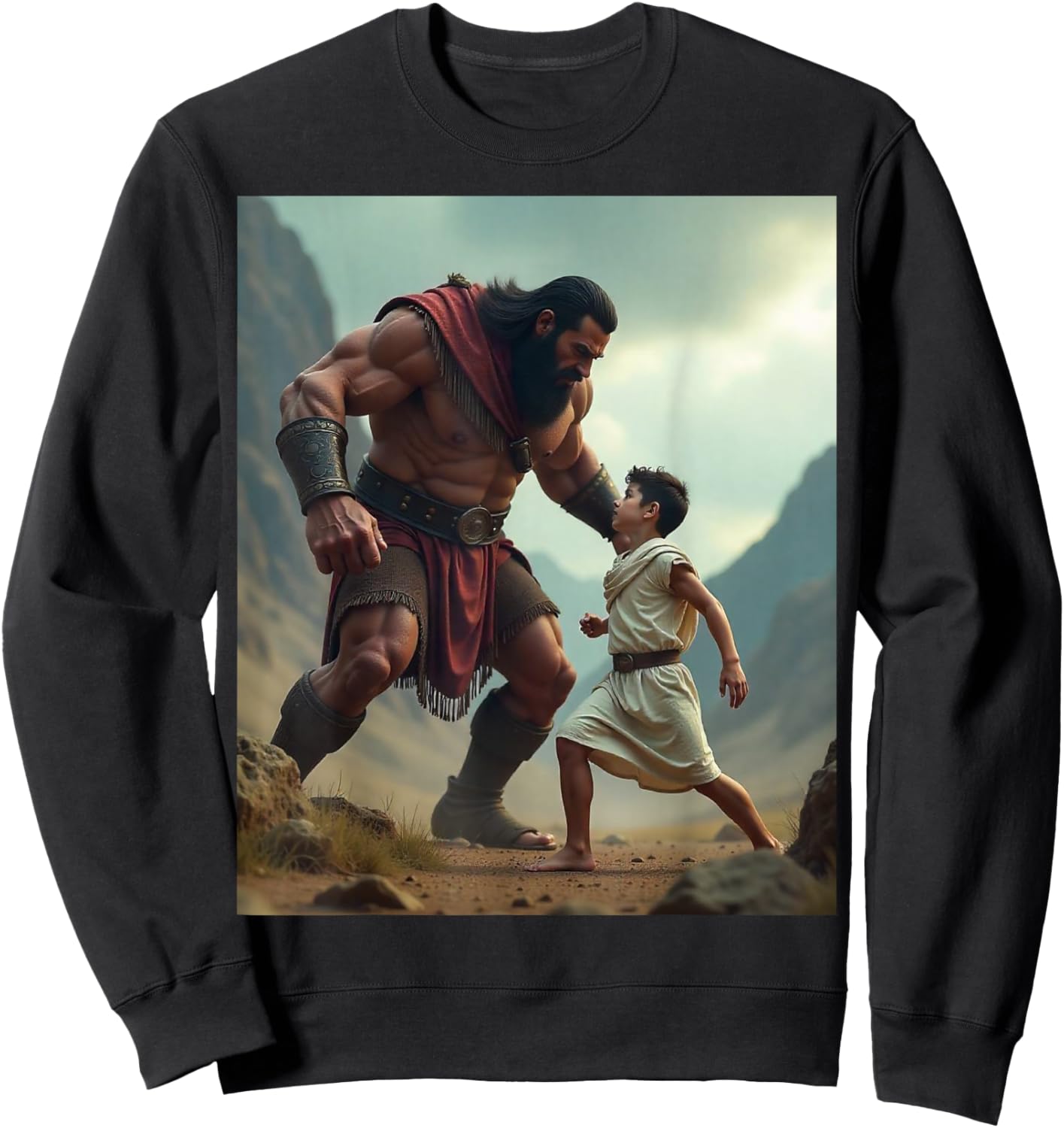 David and Goliath Bible Book of Samuel King David Sweatshirt - Sweatshirt | Black