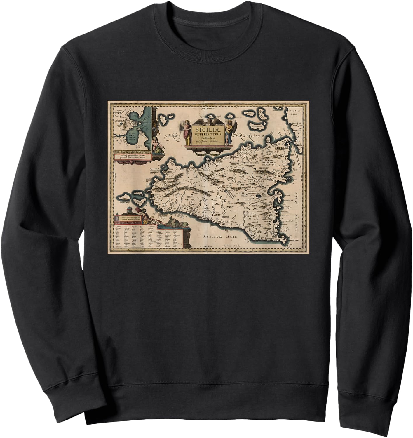 Sicily Italy Map T Shirt Sweatshirt - Sweatshirt | Black