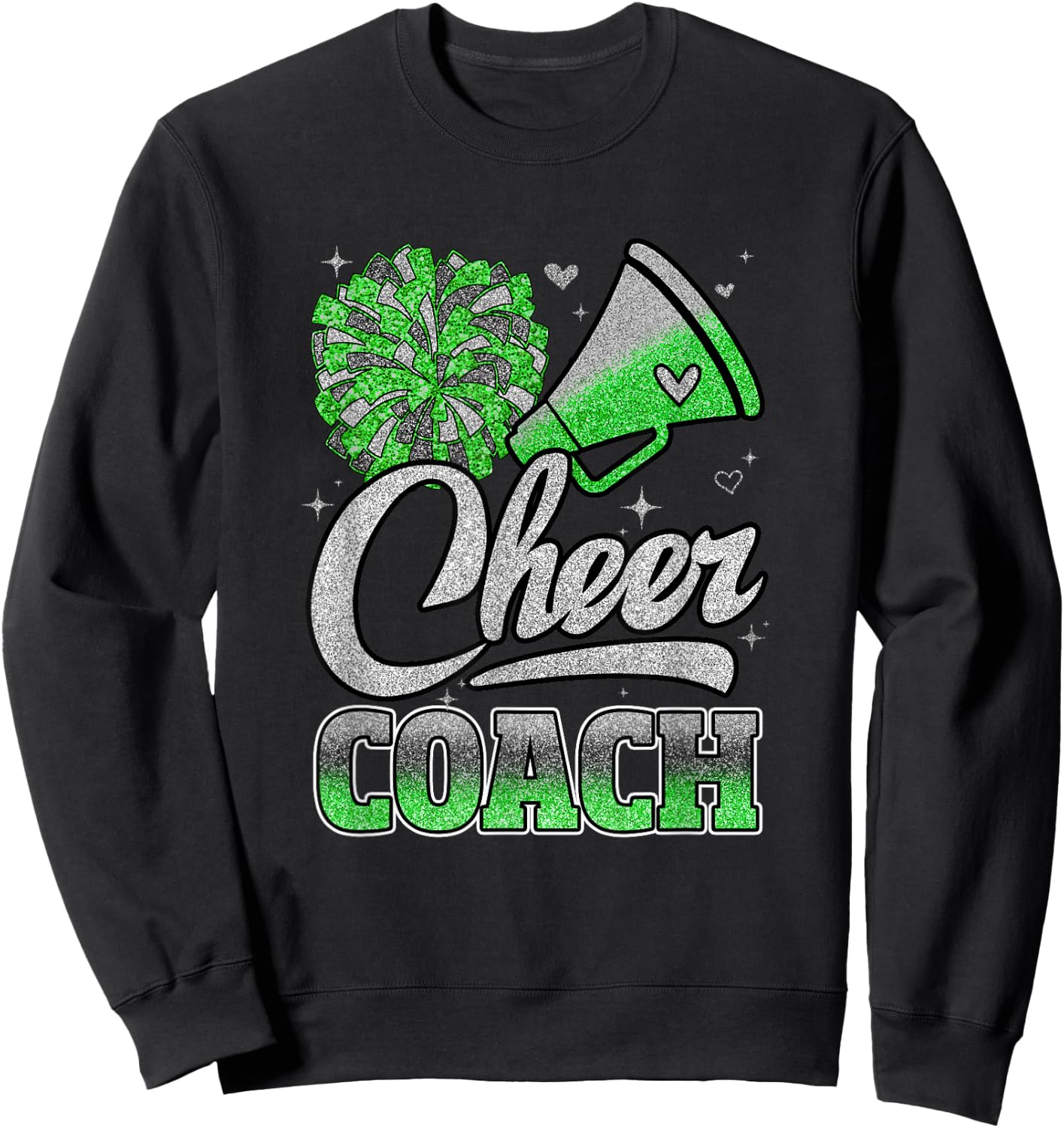 Cheer Coach Funny Cheerleader Cheerleading Green Women Girl Sweatshirt - Sweatshirt | Black