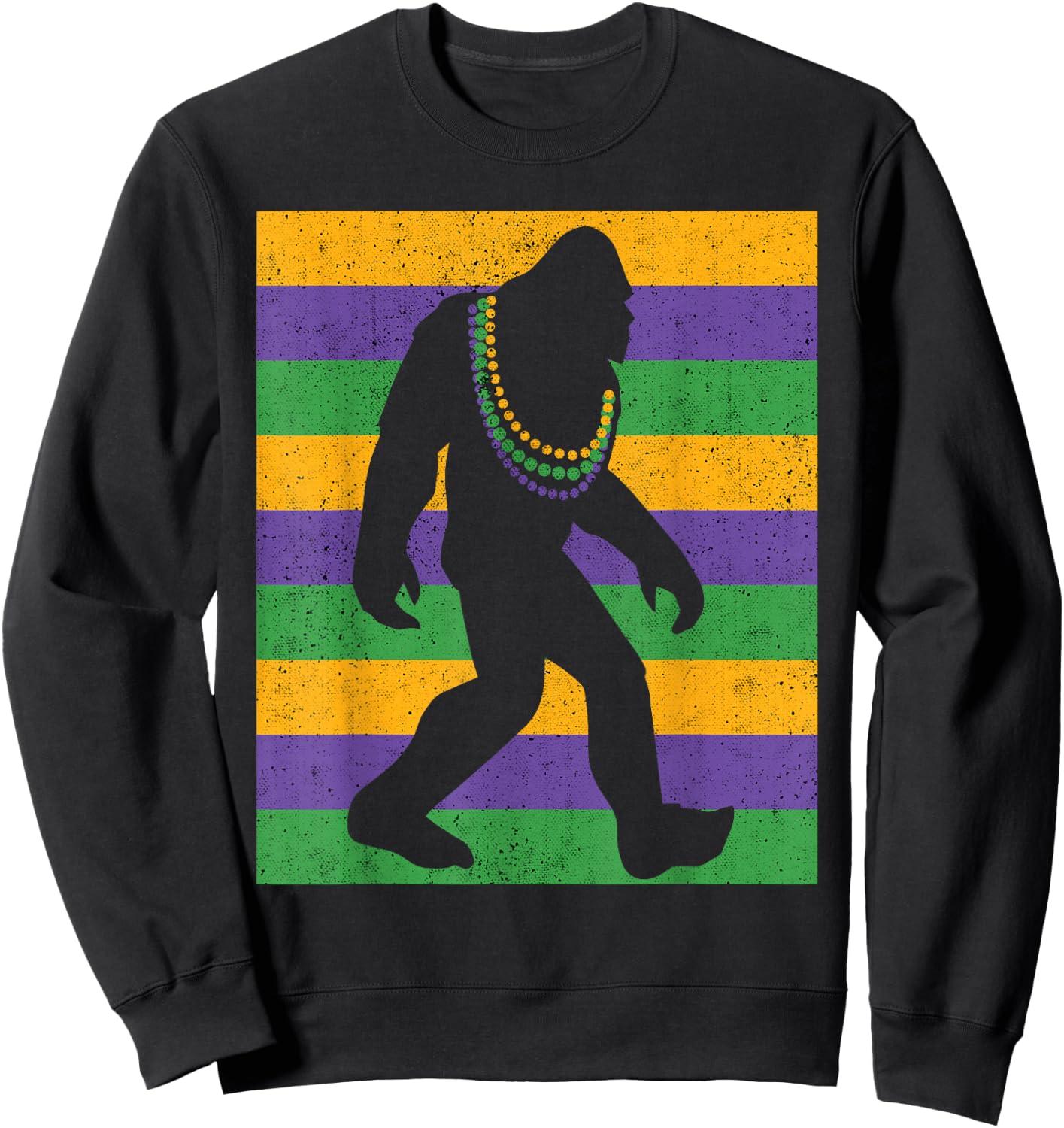 Bigfoot Mardi Gras Sasquatch Funny Men Kids Sweatshirt - Sweatshirt | Black
