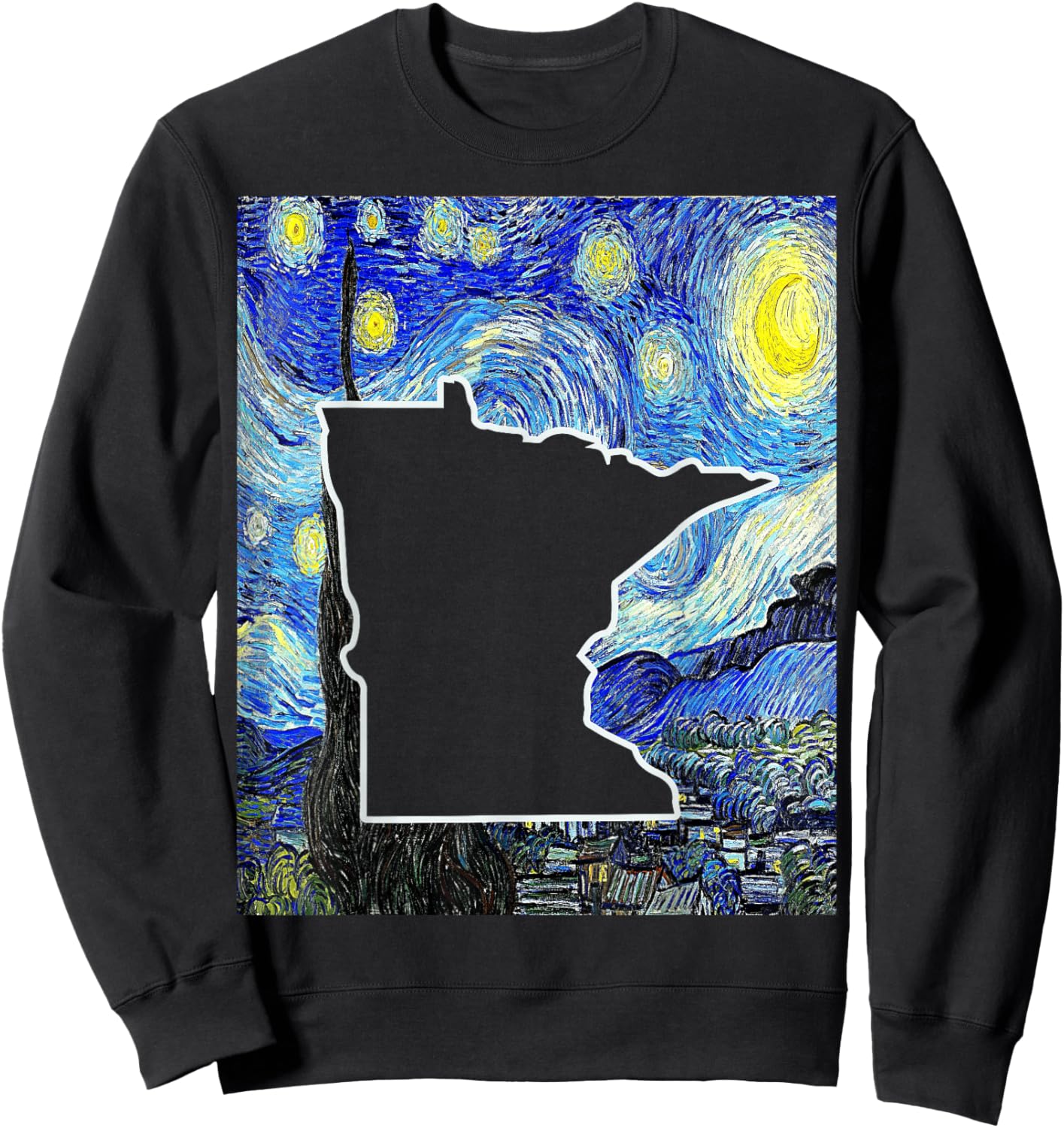 Minnesota State Starry Night Minnesota Map Minnesotan Sweatshirt - Sweatshirt | Black