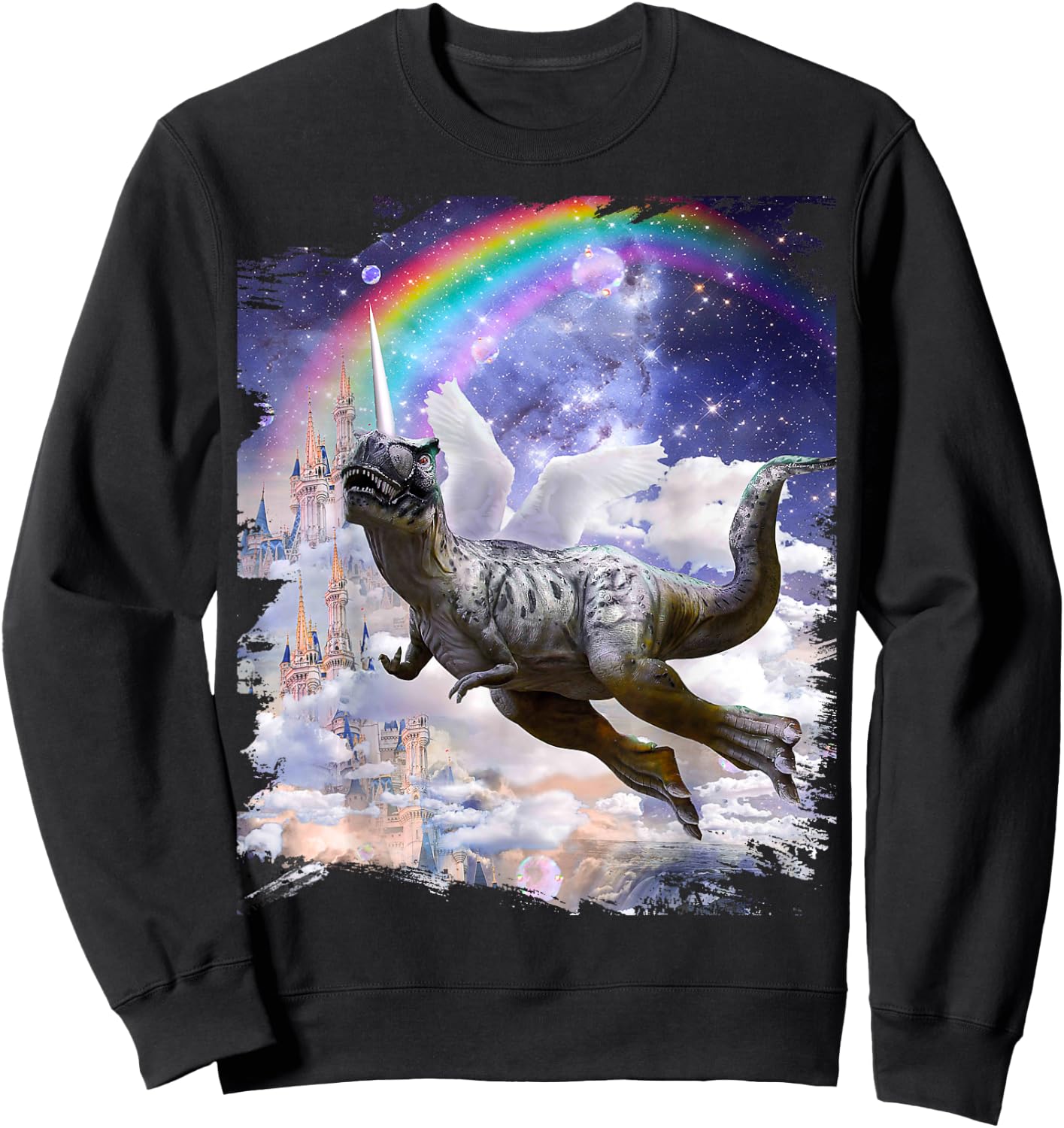 Rainbow Dinosaur Unicorn Dinocorn Sweatshirt - Sweatshirt | Black